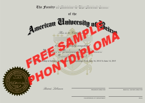 Lebanon The American University Of Beruit Free Sample From Phonydiploma