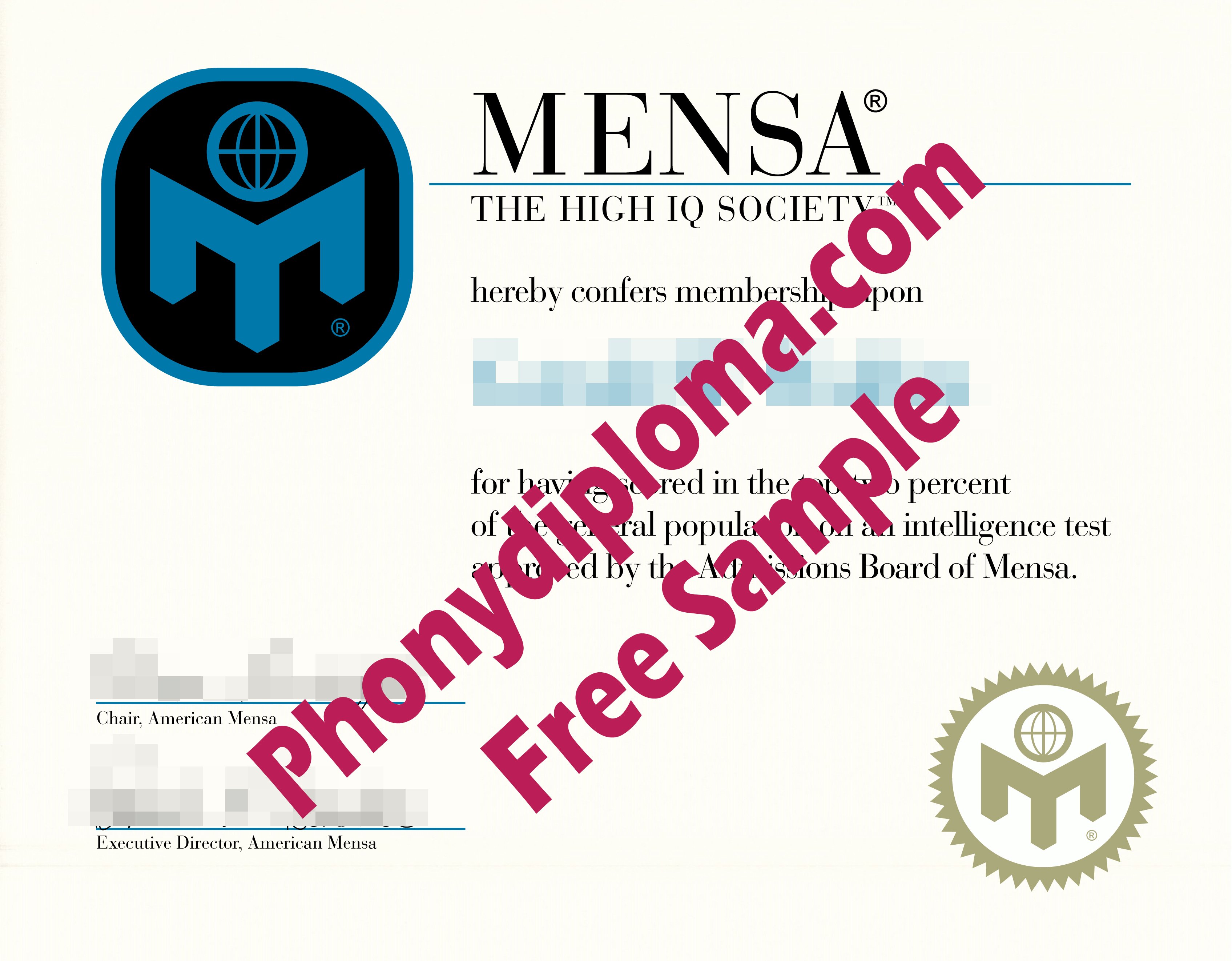Mensa Fake Diploma Sample From Phonydiploma
