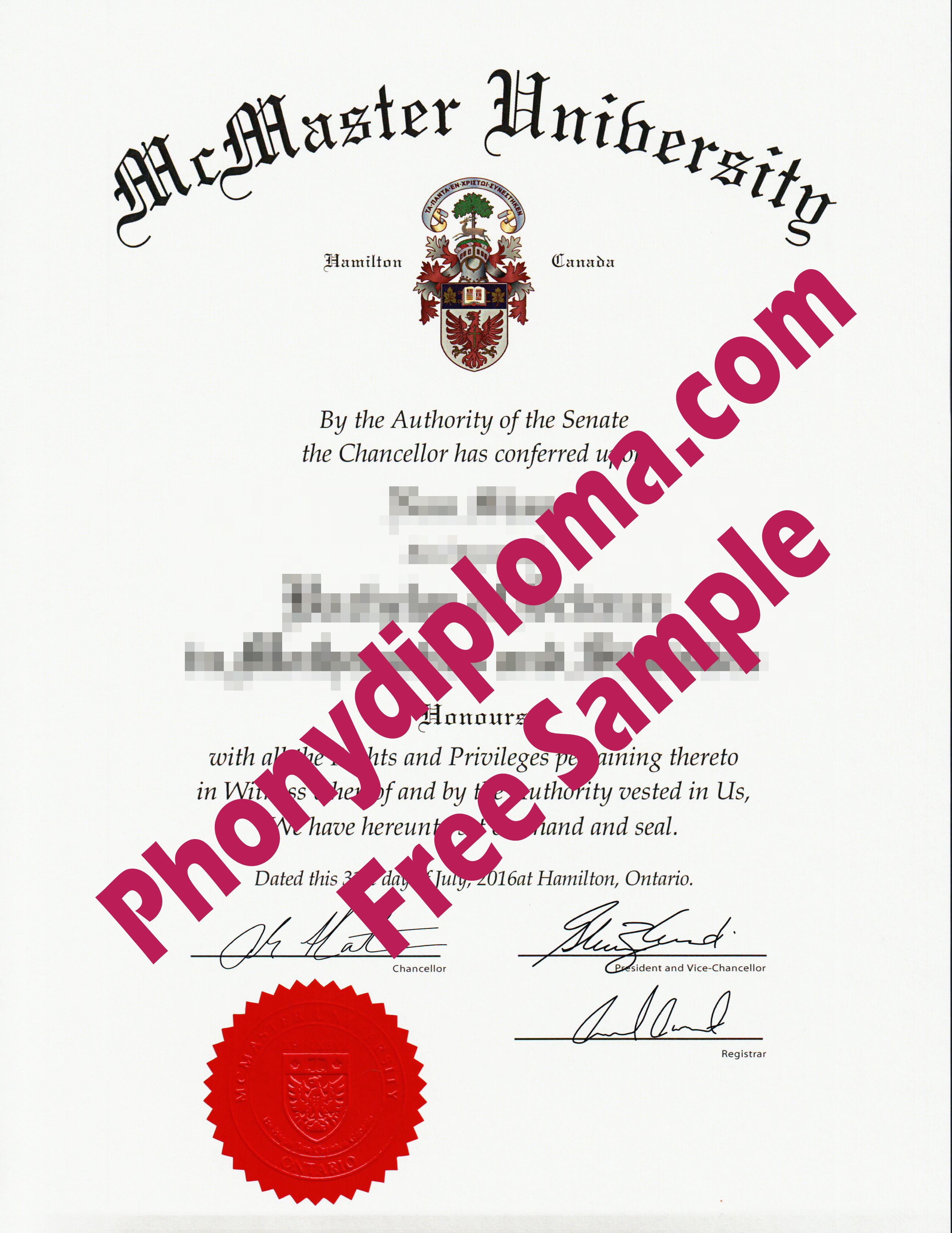 Mcmaster University Free Sample From Phonydiploma