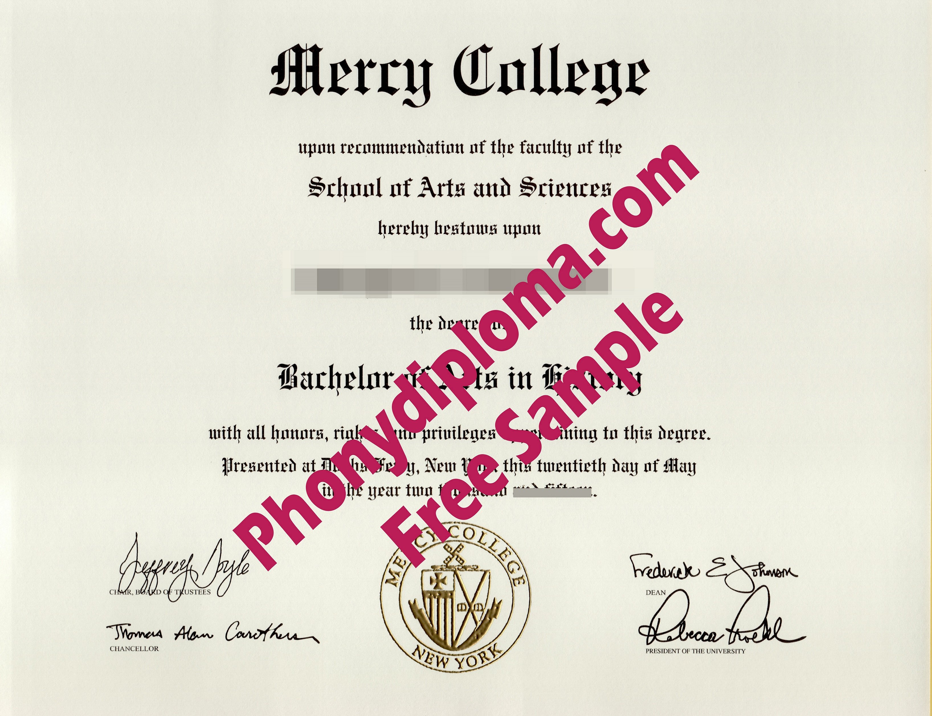 Mercy Colleger Free Sample From Phonydiploma