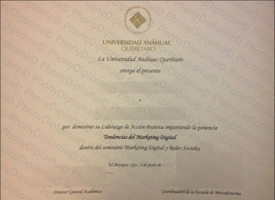 Mexico Universidad Anahuac Free Sample From Phonydiploma