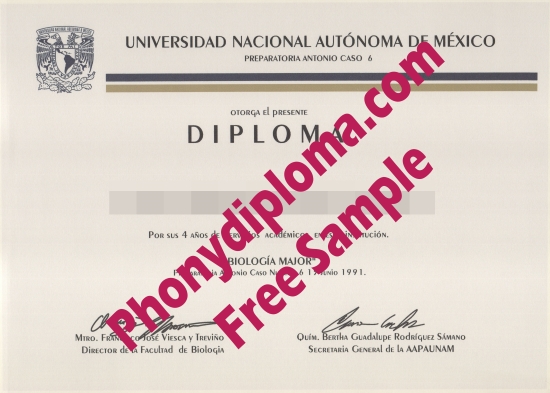 Mexico Universidad Nacional Autonoma De Free Sample From Phonydiploma