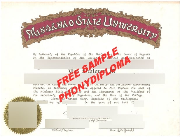 Mindanao State University Free Sample From Phonydiploma