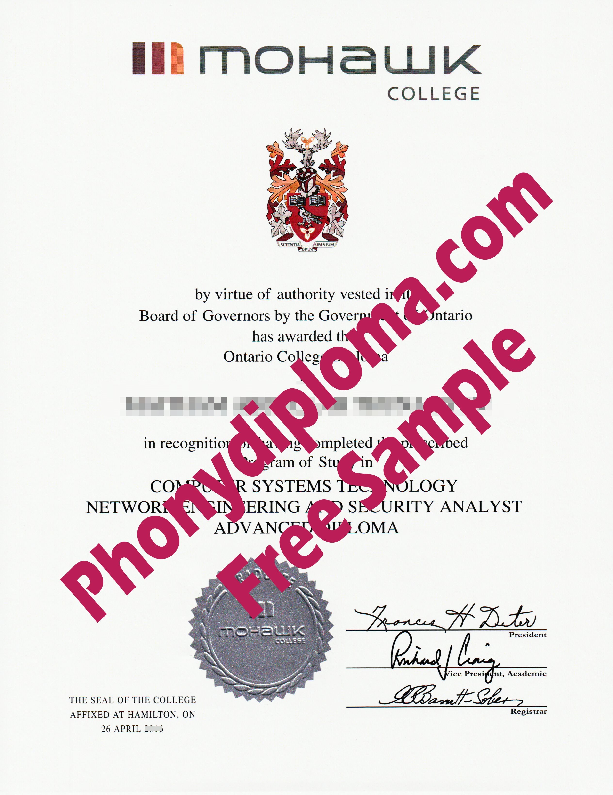 Mohawk College Free Sample From Phonydiploma