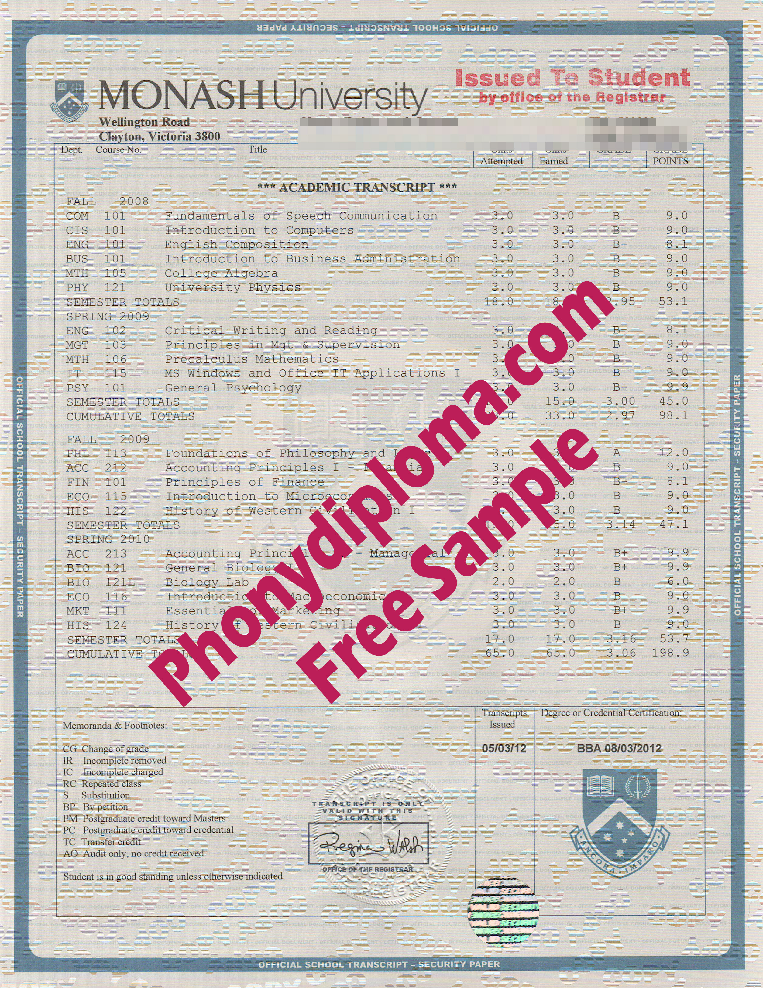 Monash University Transcript House Design Transcripts Free Sample From Phonydiploma