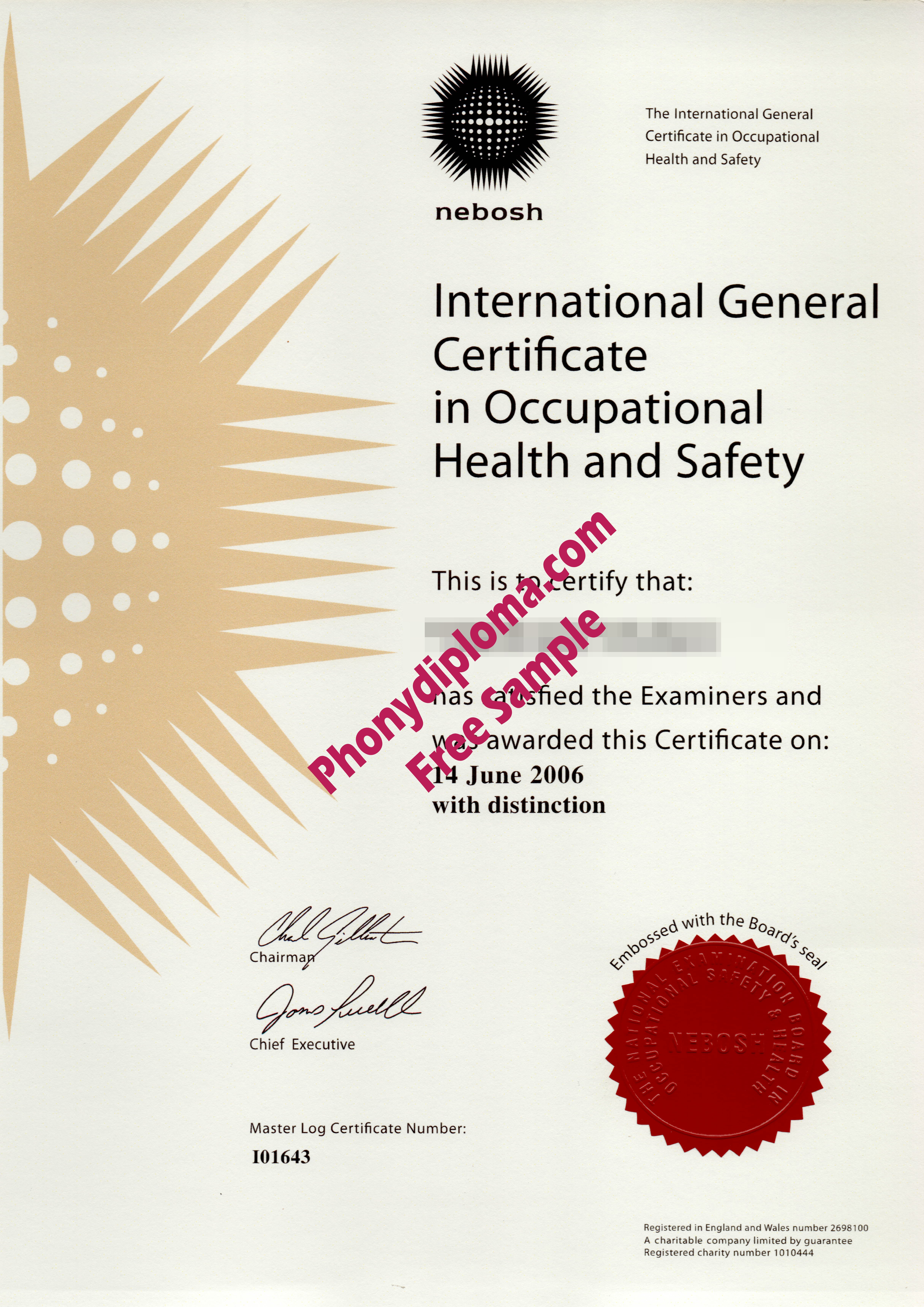 Nebosh Occupational Health And Safety Certificate Free Sample From Phonydiploma