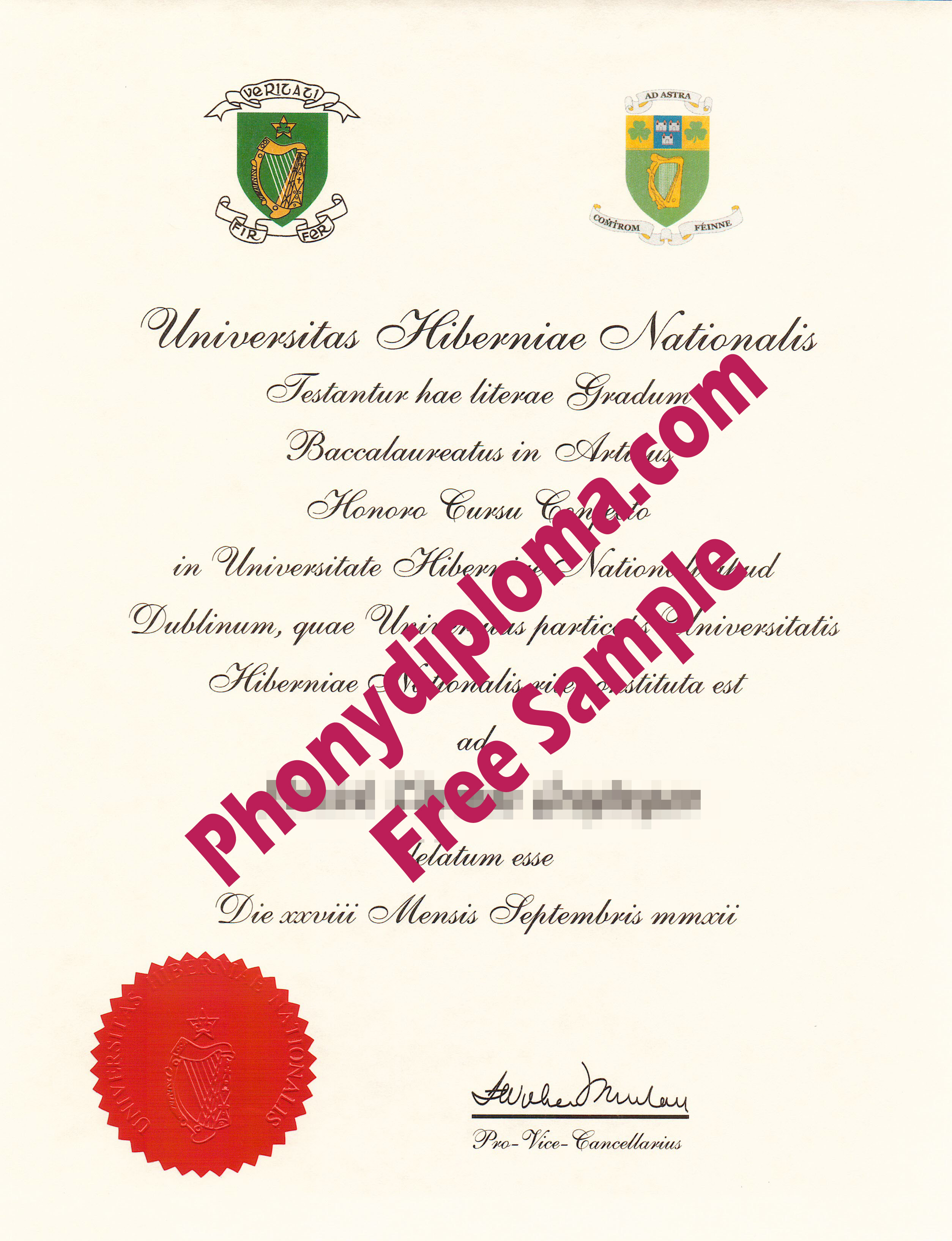 National University Of Ireland Free Sample From Phonydiploma