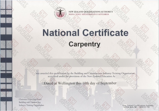 New Zealand Qualifications Authority National Certificate Carpentry Wellington
