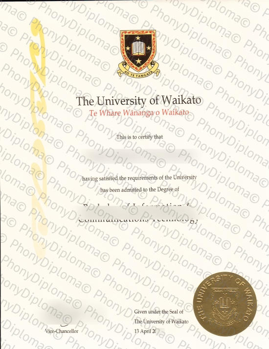 New Zealand University Of Waikato Free Sample From Phonydiploma
