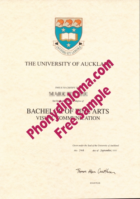 New Zealand University Of Auckland Free Sample From Phonydiploma