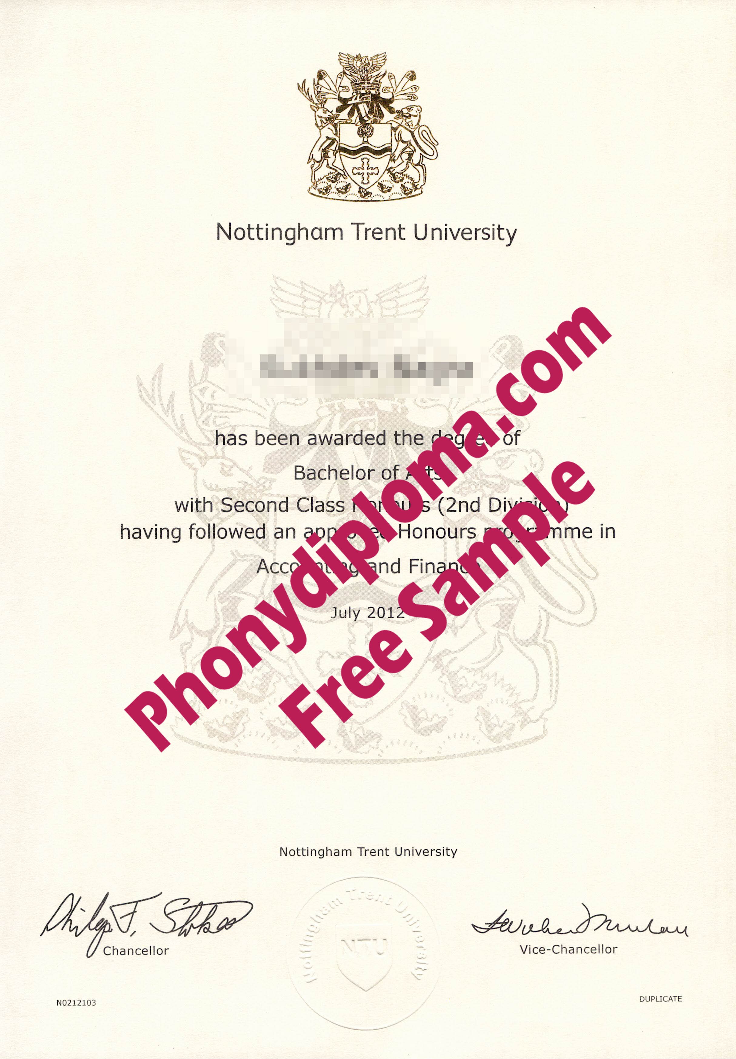 Nottingham Trent University Free Sample From Phonydiploma