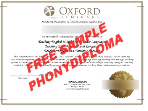 Oxford Seminars Free Sample From Phonydiploma