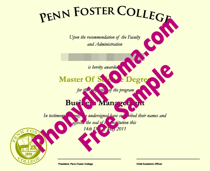Penn Foster College Diploma Free Sample From Phonydiploma