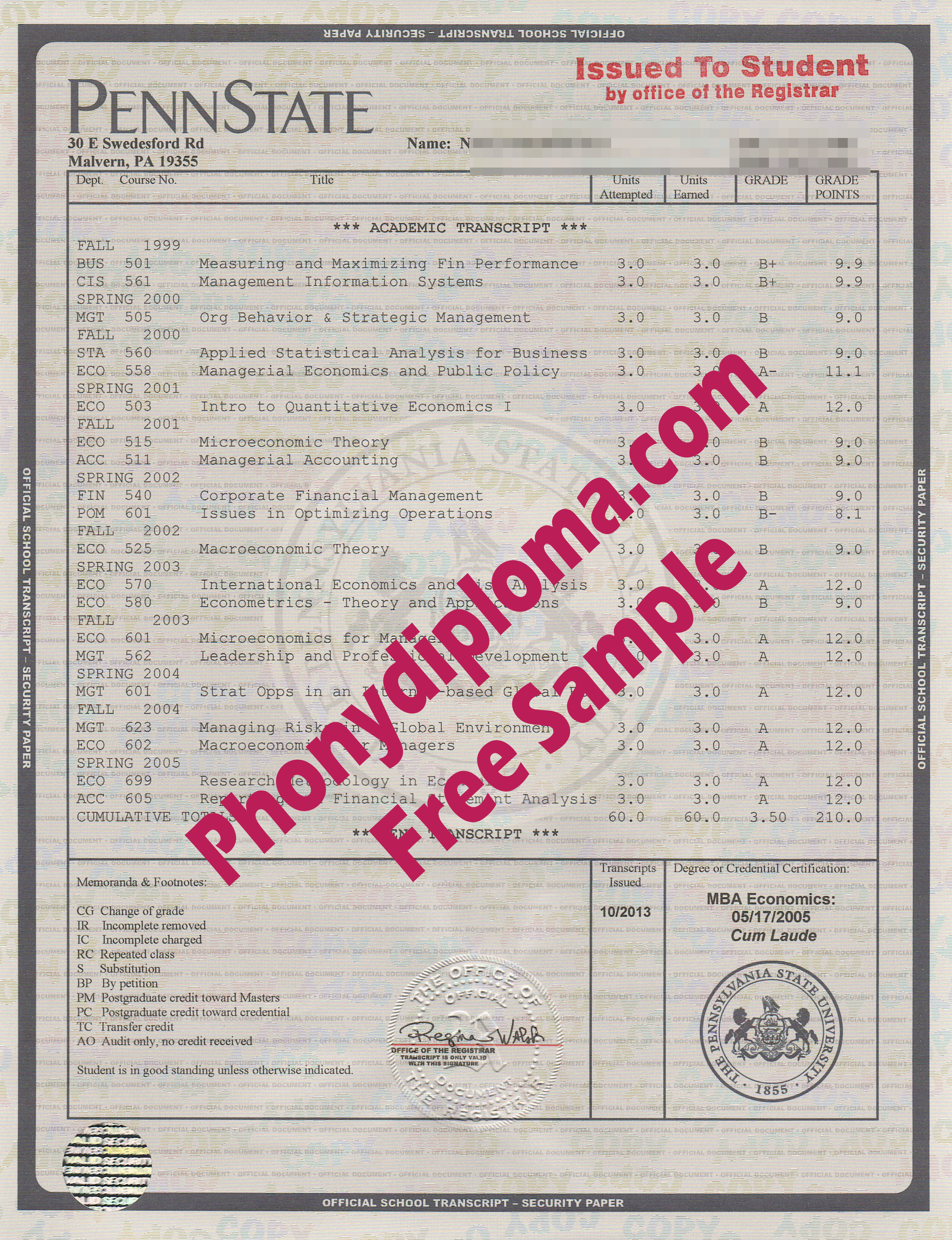 Pennsylvania State University All Campuses Except University Park House Design Transcripts Free Sample From Phonydiploma