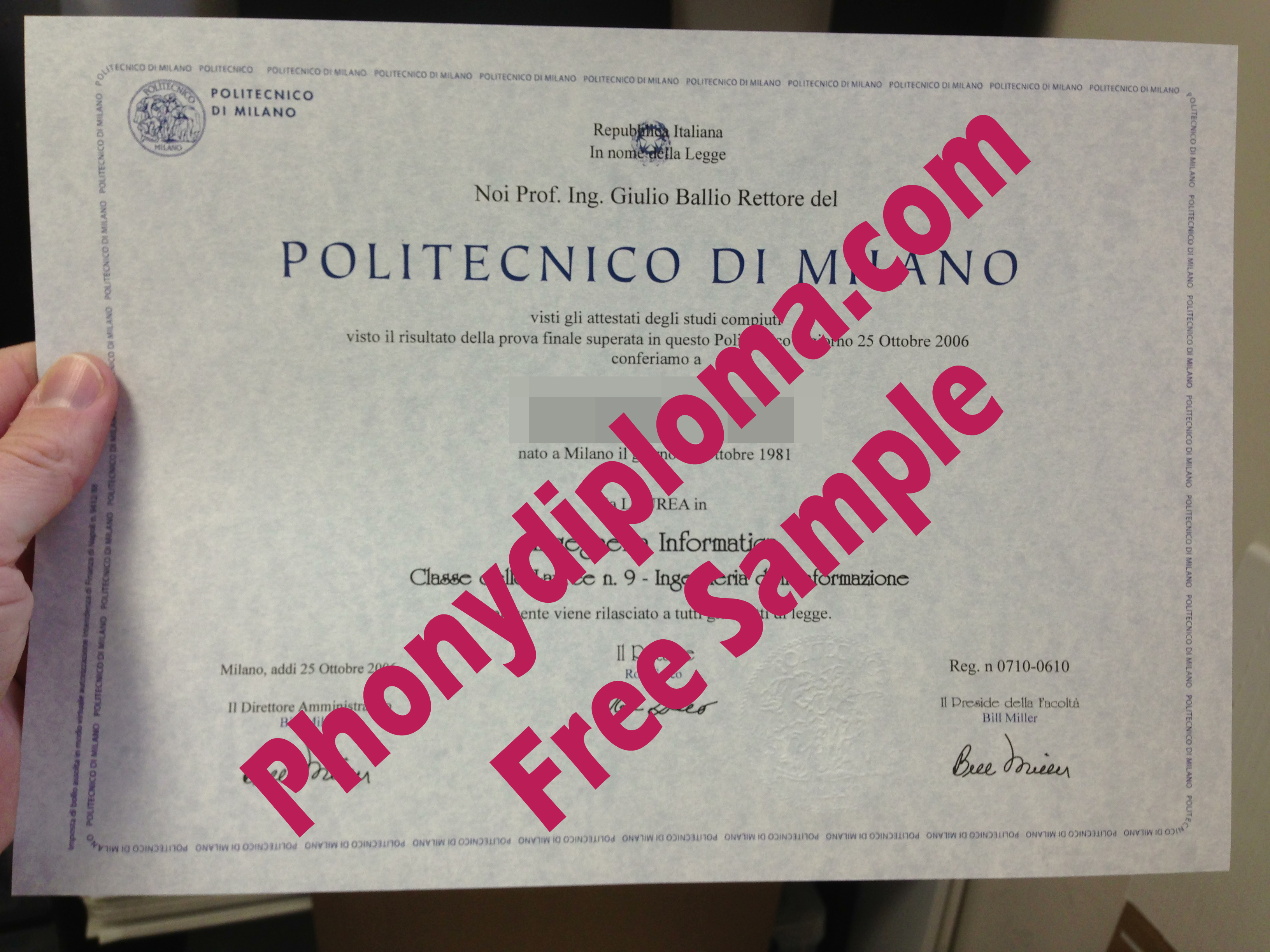 Politecnico De Milano Italy Free Sample From Phonydiploma