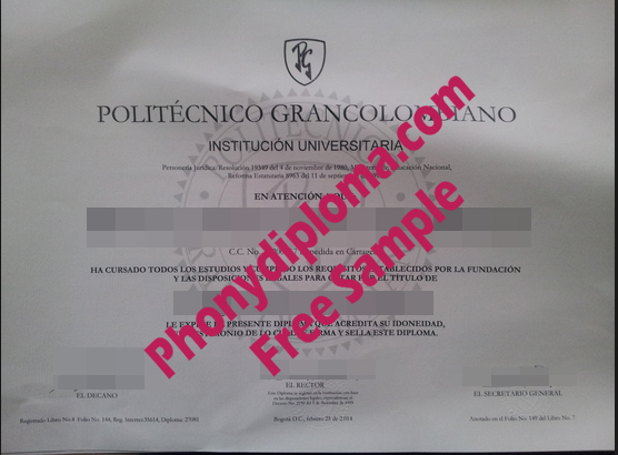 Politecnico Grancolombiano Colombia Free Sample From Phonydiploma