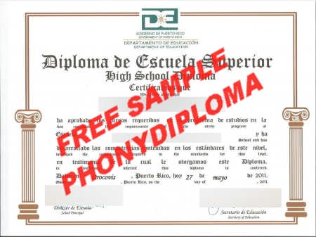 Puerto Ric Diploma De Escuela Superior High School Diploma Spanish Free Sample From Phonydiploma