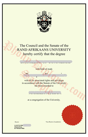 Rand Afrikaans University Africa Fake Diploma Sample From Phonydiploma