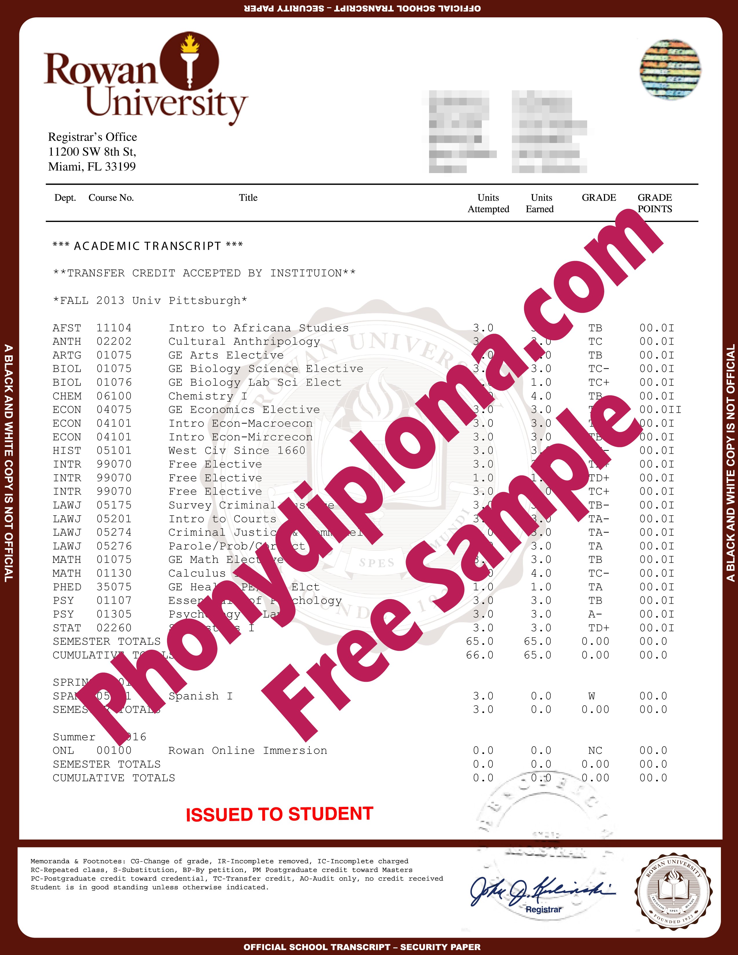 Rowan University House Design Transcript Free Sample From Phonydiploma