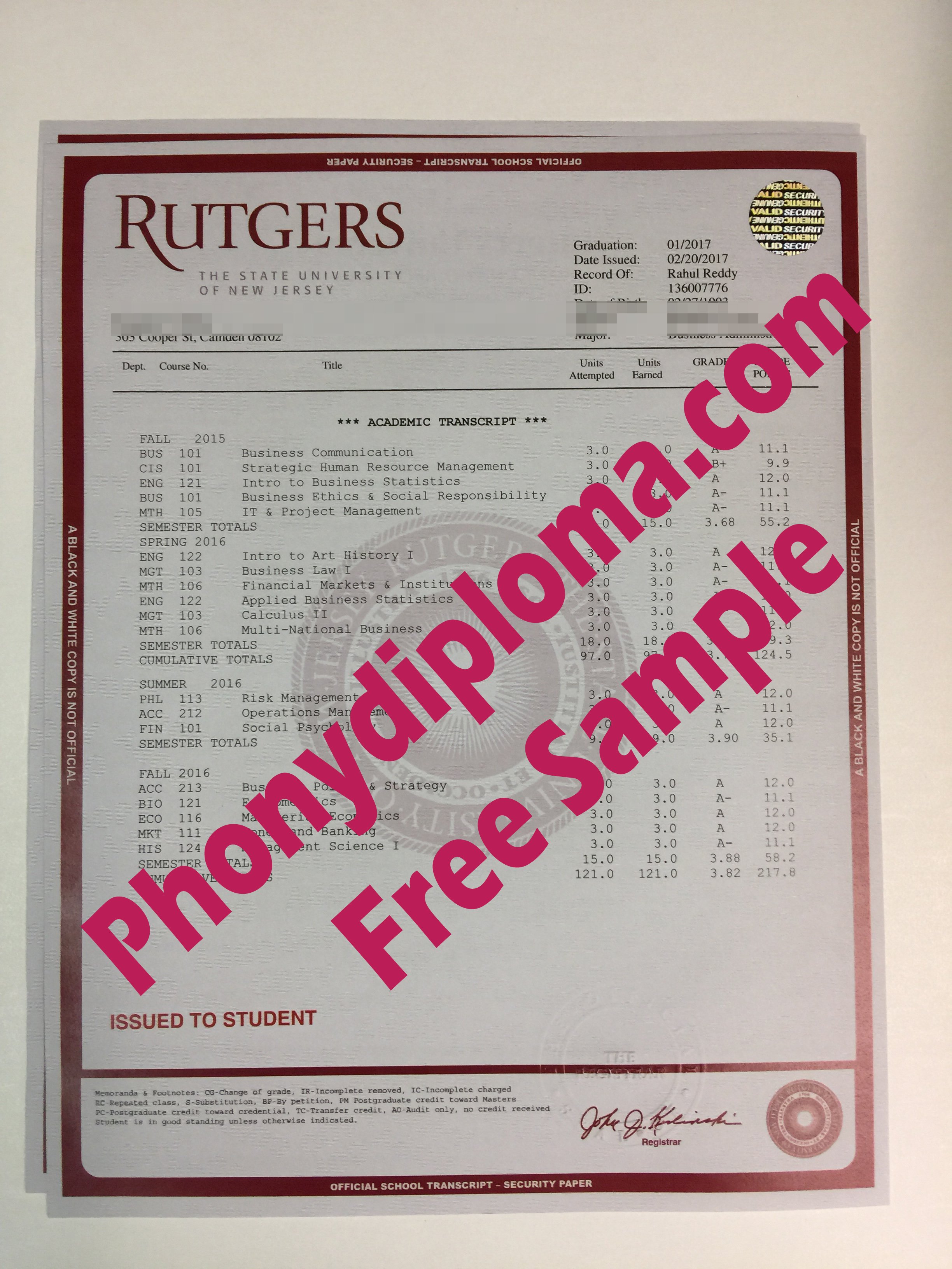 Rutgers House Designs Transcript Free Sample From Phonydiploma