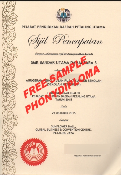 Skm Bandar Utama Damannsara Malaysia Diploma Free Sample From Phonydiploma
