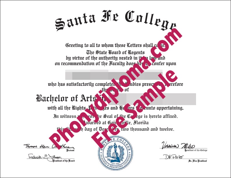 Santa Fe College Florida Free Sample From Phonydiploma