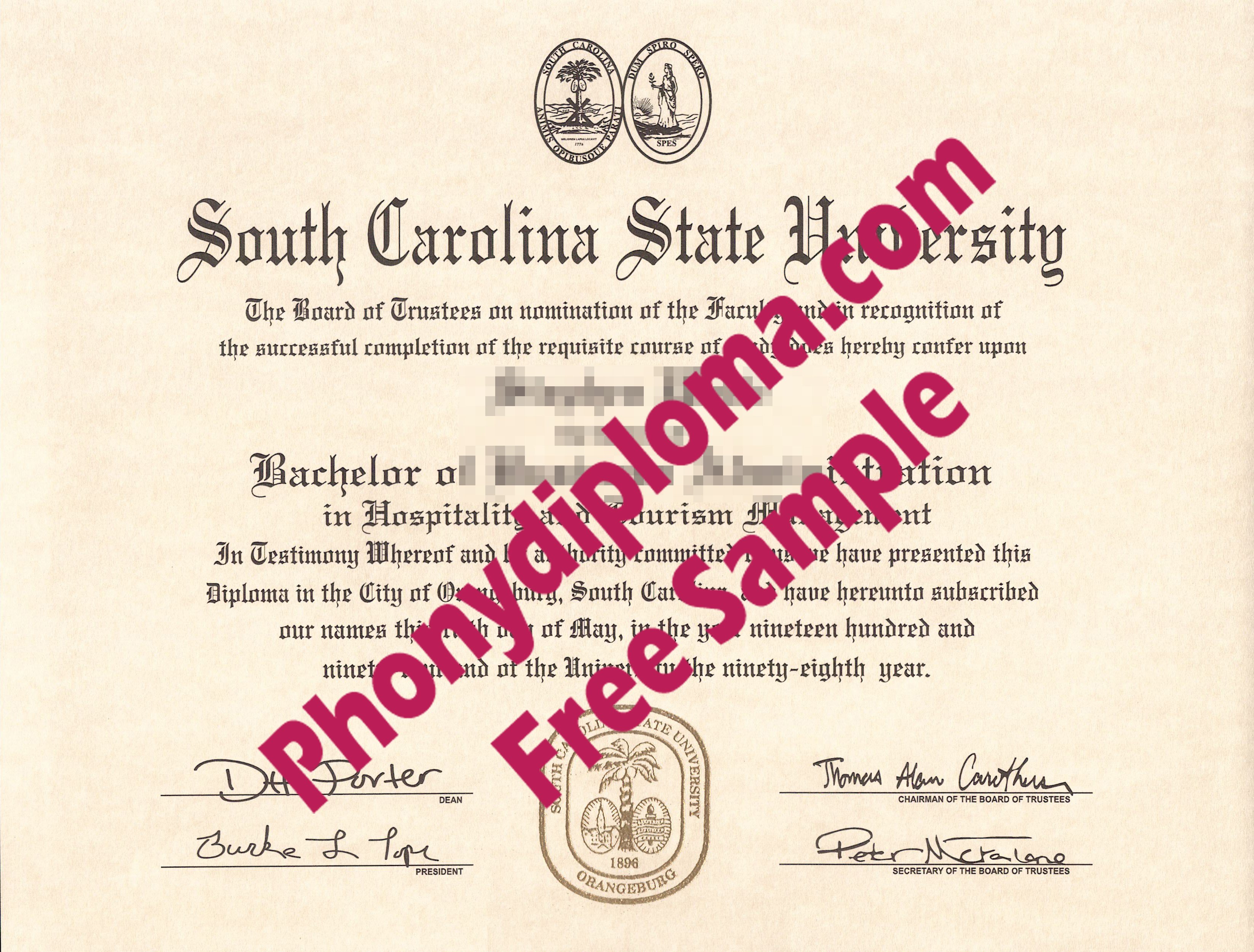 South Carolina State University Free Sample From Phonydiploma