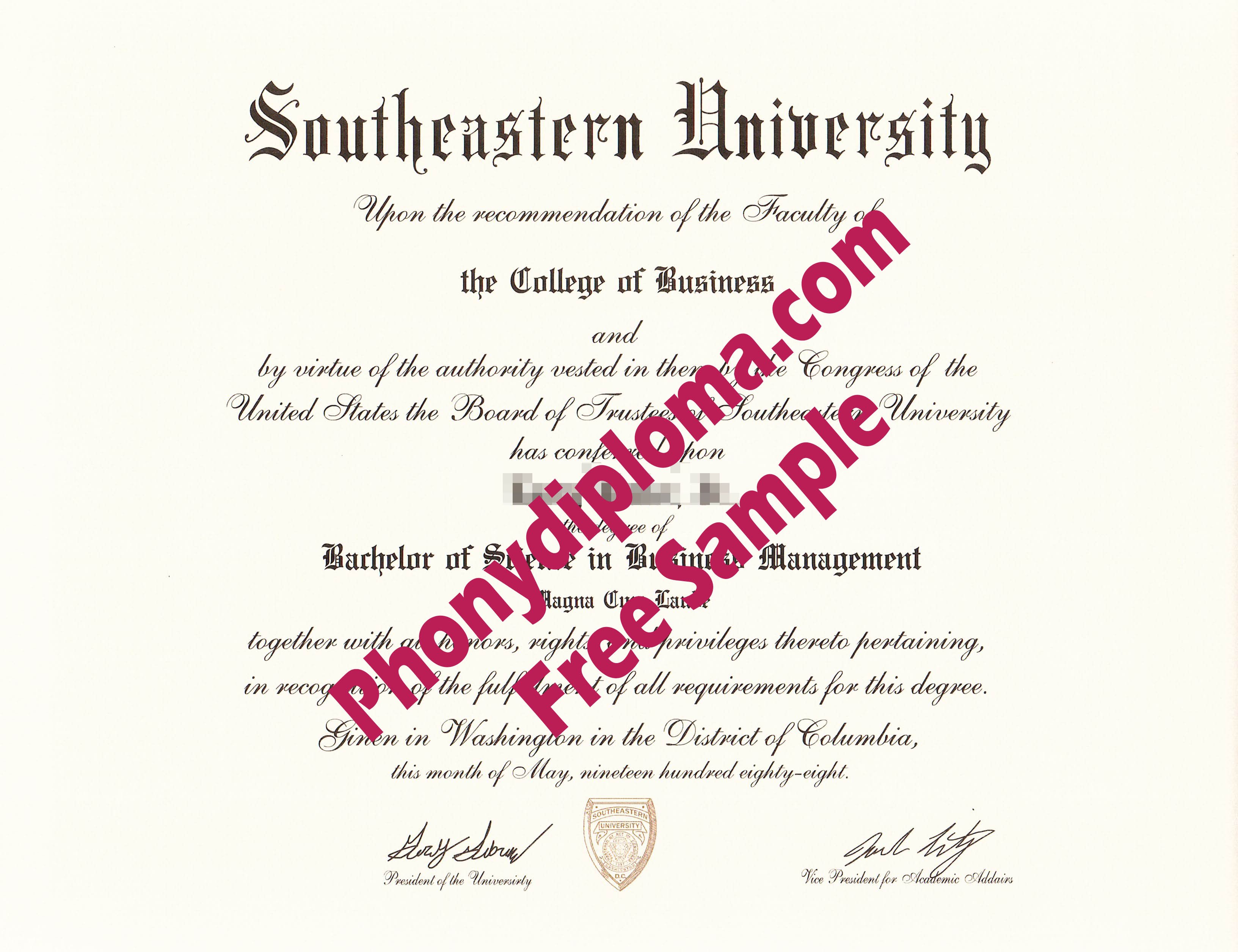 Southeastern University Free Sample From Phonydiploma (2)