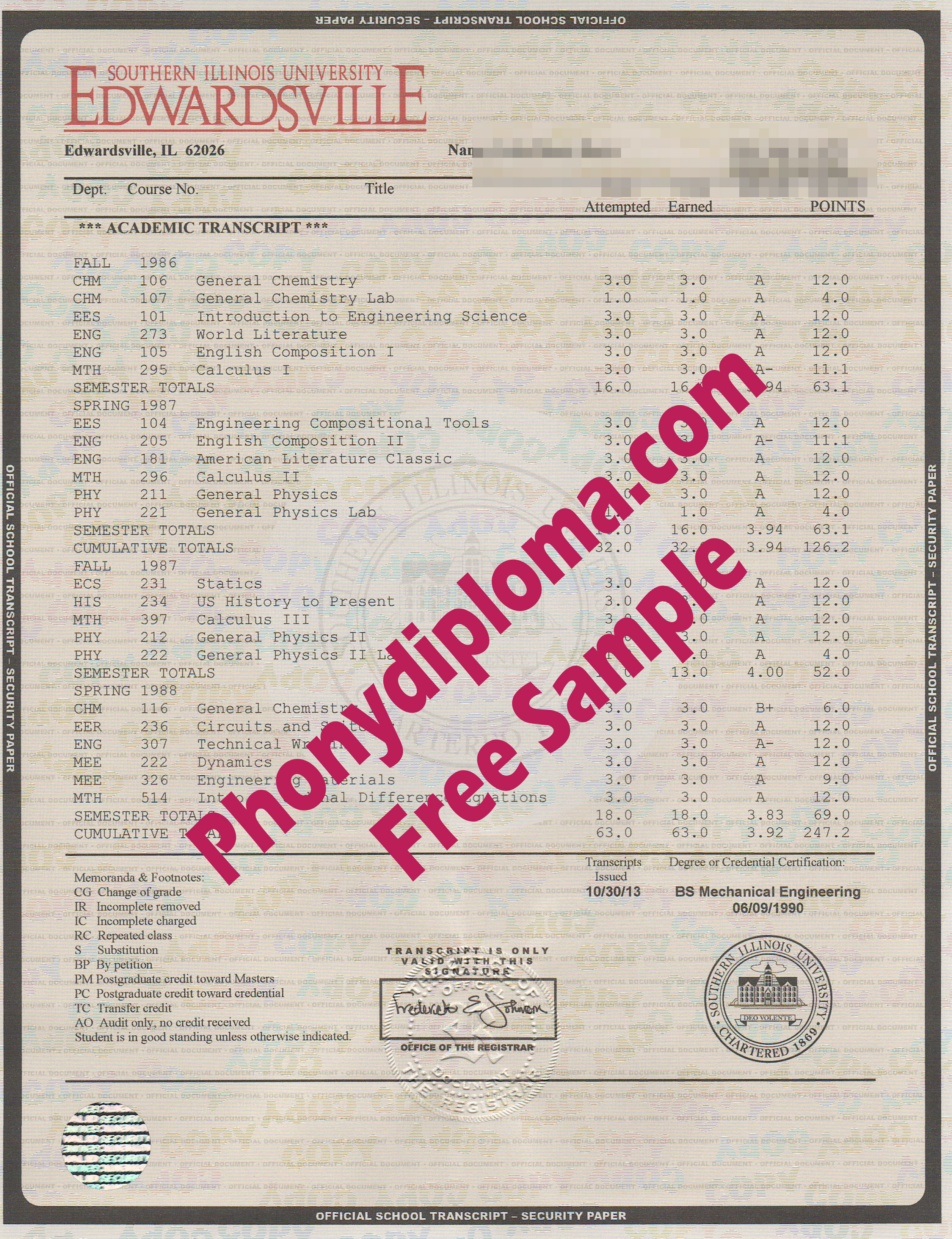 Southern Illinois University Edwardsville House Design Transcripts Free Sample From Phonydiploma