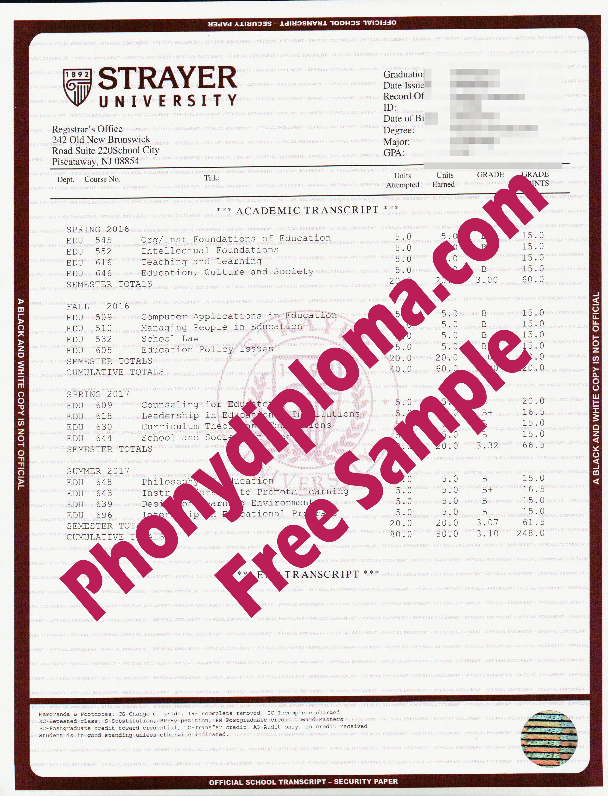 Strayer University House Design Transcript Free Sample From Phonydiploma