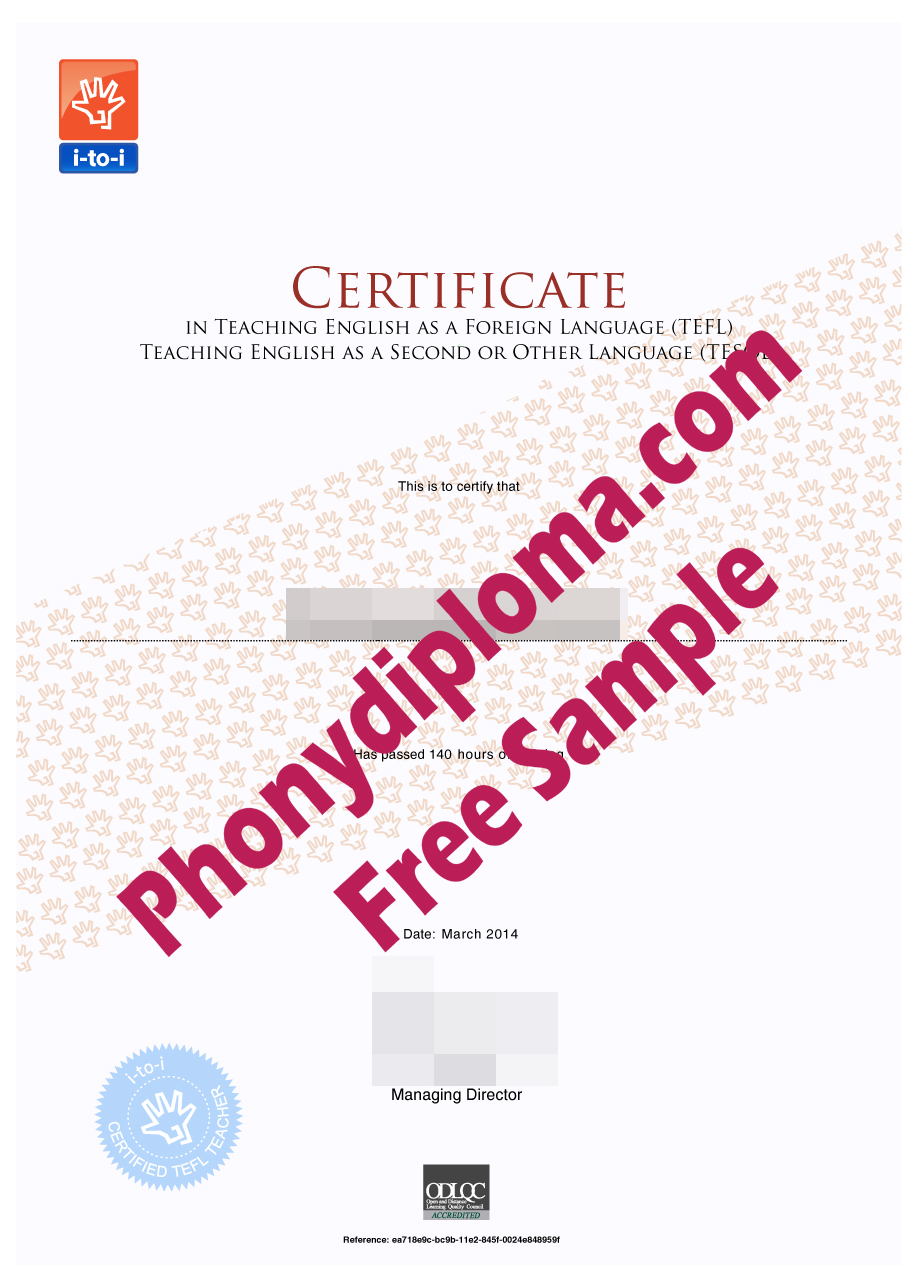 Tefl Fake Diploma Sample From Phonydiploma