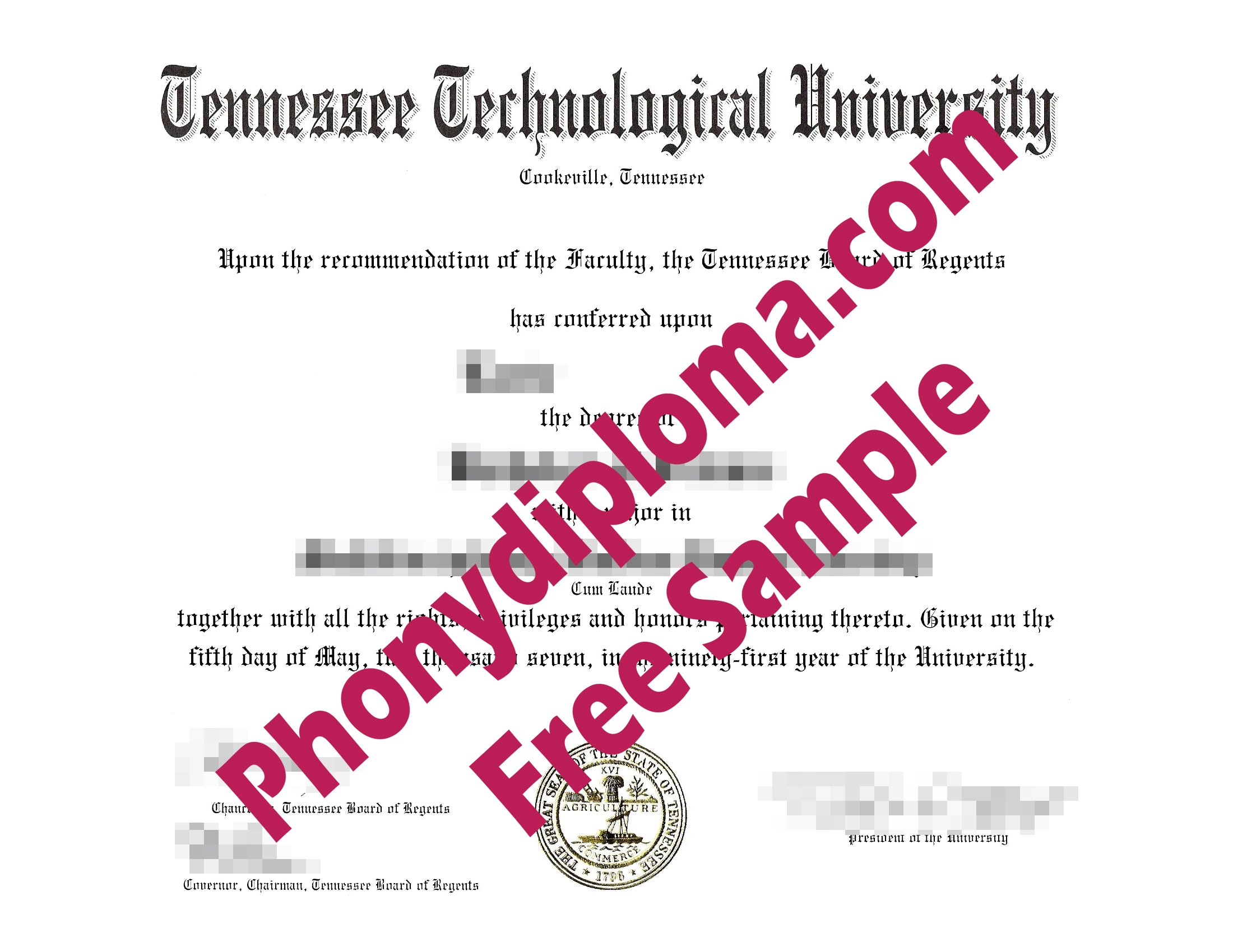 Tennessee Technological University Free Sample From Phonydiploma