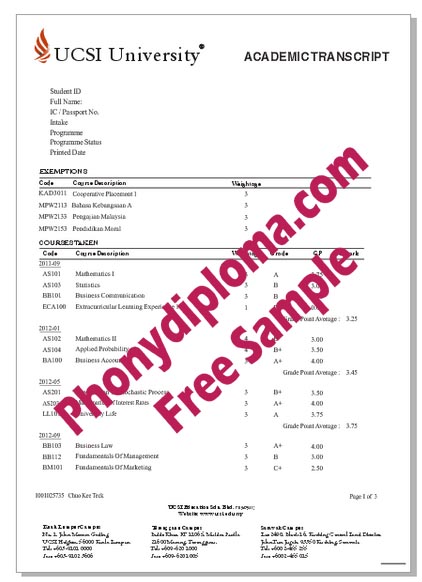 Ucsi Actual Match Transcripts Free Sample From Phonydiploma