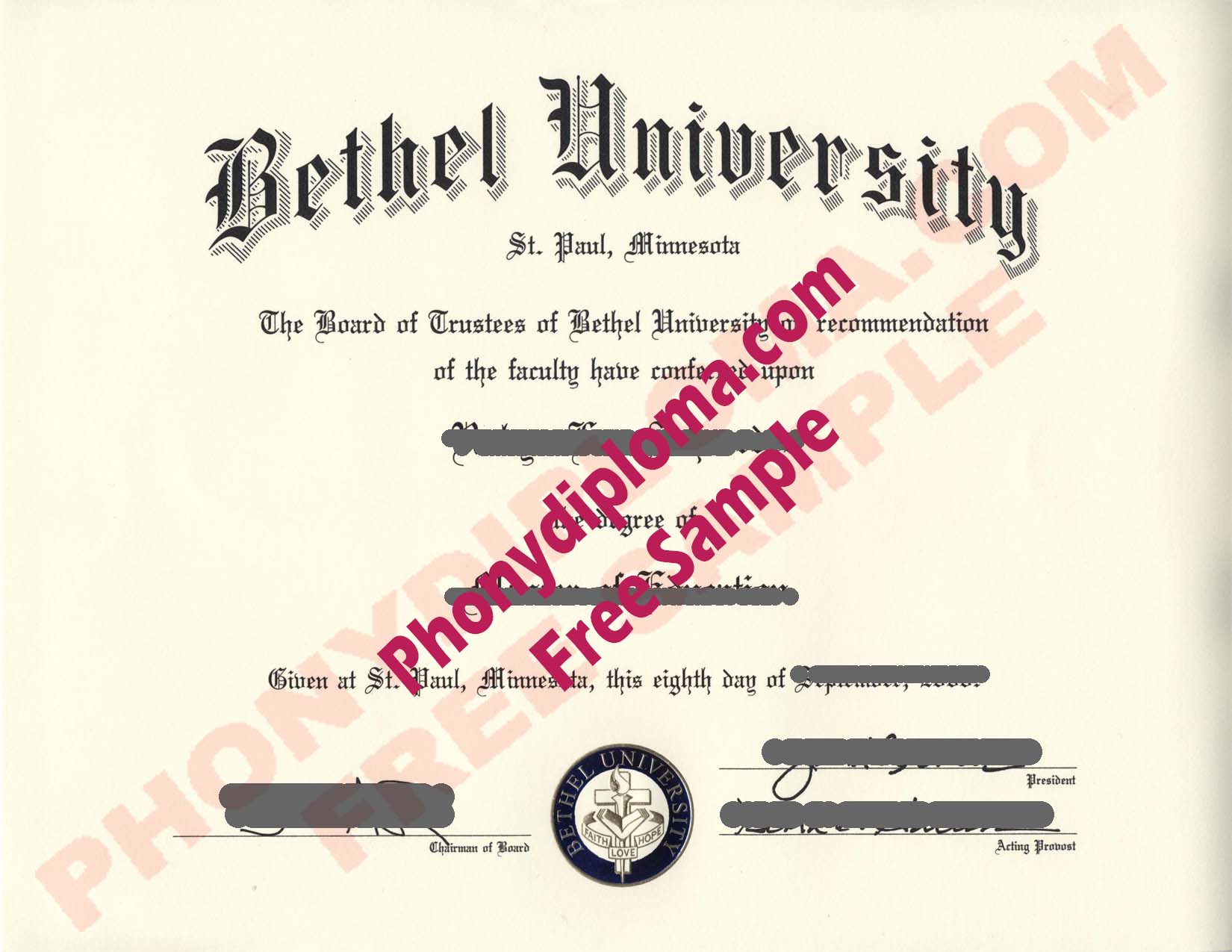 Bethel University Flat Ink Emblem Free Sample From Phonydiploma