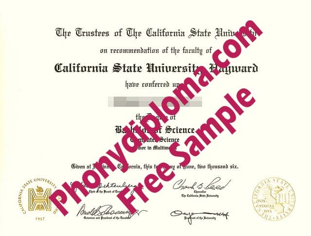 California State University Hayward Free Sample From Phonydiploma