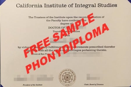 Usa California Institute Of Integral Studies Free Sample From Phonydiploma