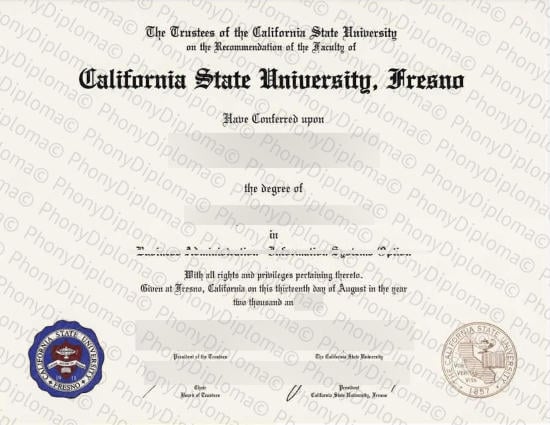 Usa California State University Fresno Free Sample From Phonydiploma