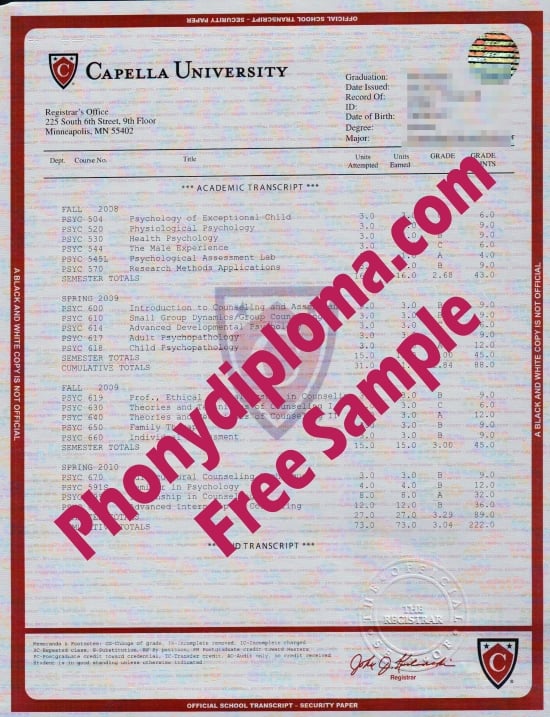 Usa Capella University House Design Transcript Free Sample From Phonydiploma
