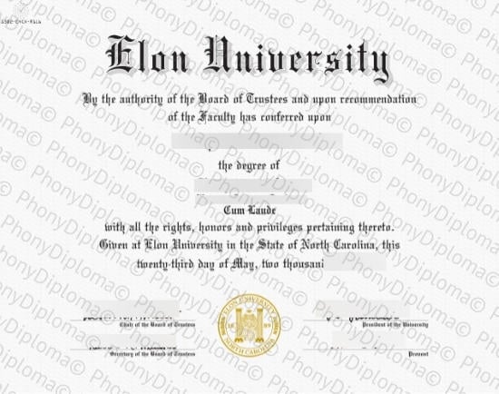 Usa Elon University North Carolina Free Sample From Phonydiploma