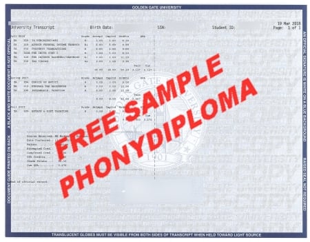 Usa Golden Gate University Actual Match Transcript Free Sample From Phonydiploma