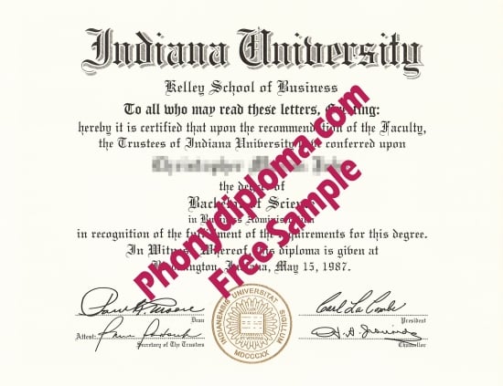 Usa Indiana University Kelley School Of Business Free Sample From Phonydiploma