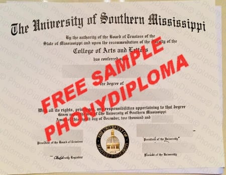 Usa Mississippi University Of Southern Mississippi Fake Diploma Sample