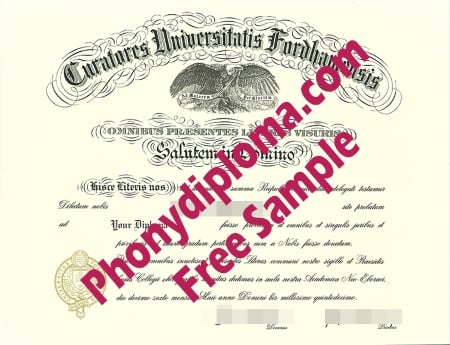 Usa New York Fordham University Diploma Free Sample From Phonydiploma