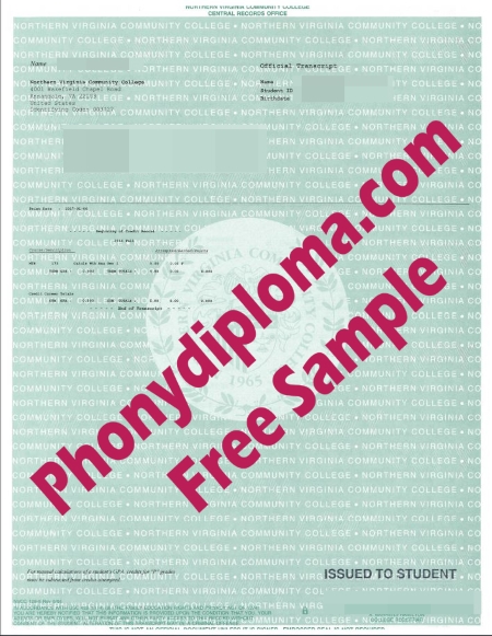 Usa Northern Virginia Community College Actual Match Transcripts Phonydiploma Sample