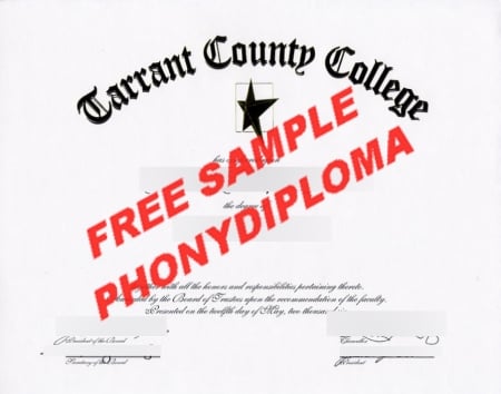 Usa Texas Tarrant Country College Free Sample From Phonydiploma