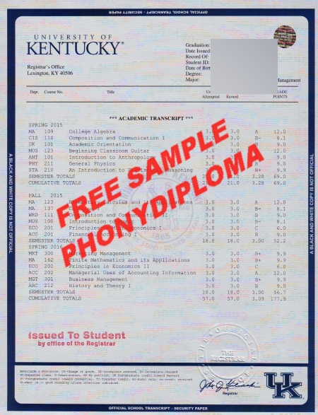 Usa University Of Kentucky House Design Transcript Free Sample From Phonydiploma