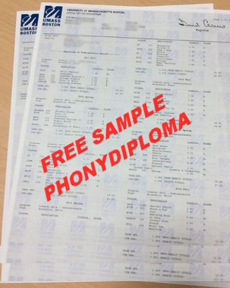 Usa University Of Massachusetts Actual Match Transcript Free Sample From Phonydiploma