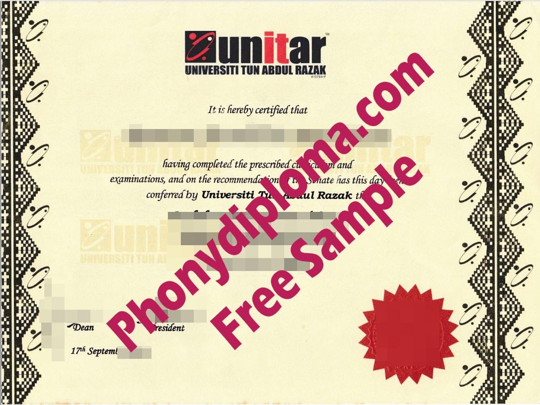 Unitar Universiti Tun Abdul Razak Malaysia Free Sample From Phonydiploma