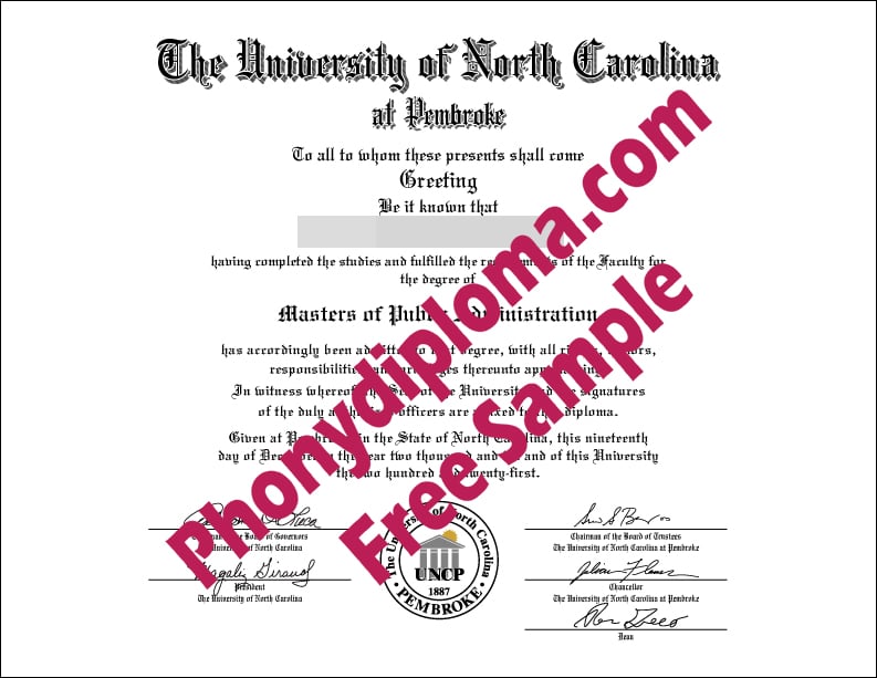Univ Of North Carolina At Pembroke Free Sample From Phonydiploma