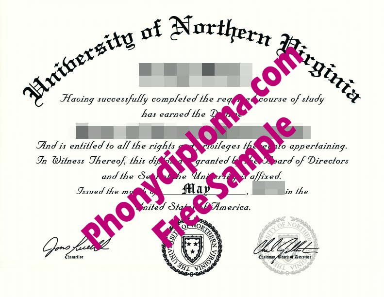 Univ Of Northern Virginia Free Sample From Phonydiploma